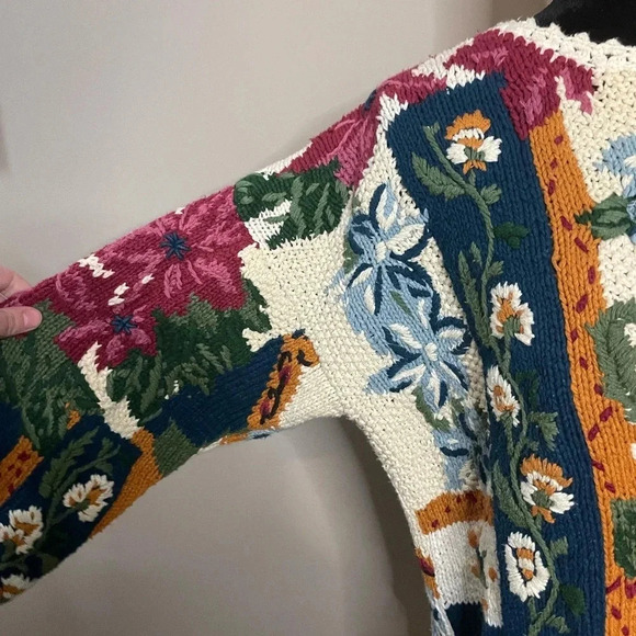Vintage M.J. Caroll Colorful Floral Heavy Knit Sweater - Picture 5 of 11